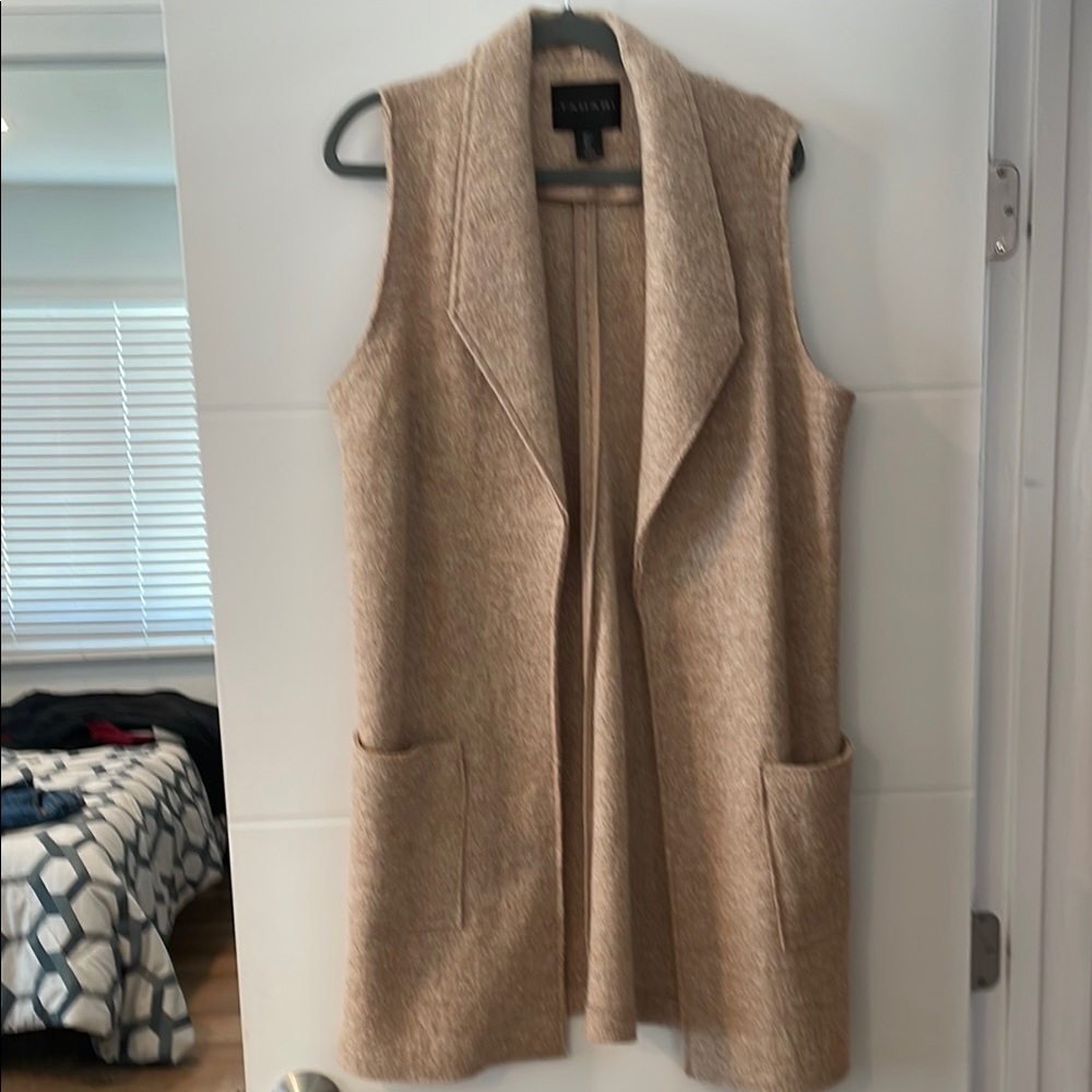 Talbots Beige Sleeveless Vest with Pockets